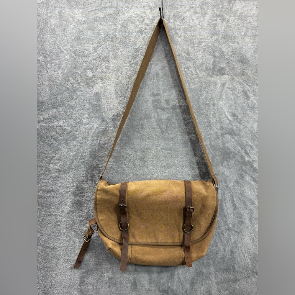 Rothco Canvas Leather Distressed Messenger Crossbody Bag 15” Computer Military